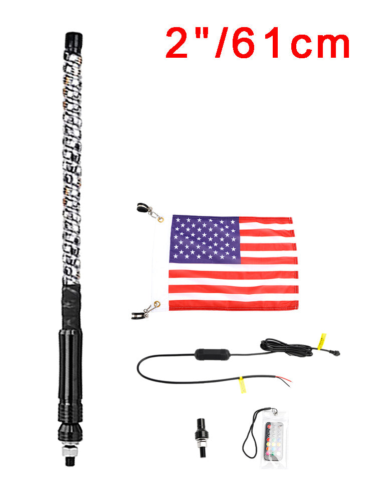 Antena de luzes de chicote LED RGB de 2 pés com controle remoto de bandeira para Polaris UTV ATV