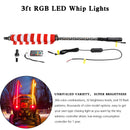 3 fot RGB LED APP Whip Lights-antenne med flaggfjernkontroll for Polaris UTV ATV