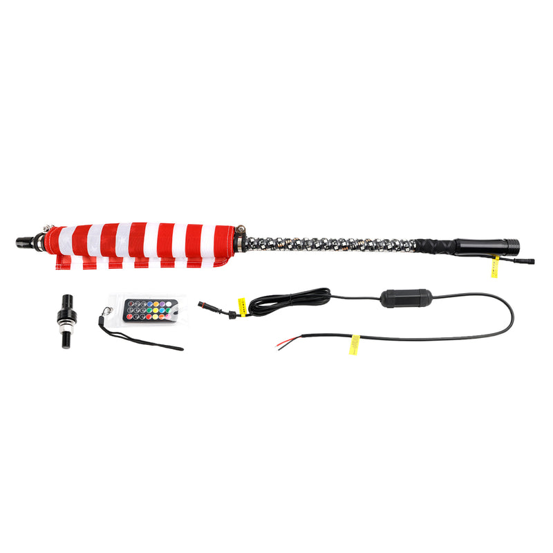 4ft RGB LED APP Whip Lights Antenne mit Flaggenfernbedienung für Polaris UTV ATV