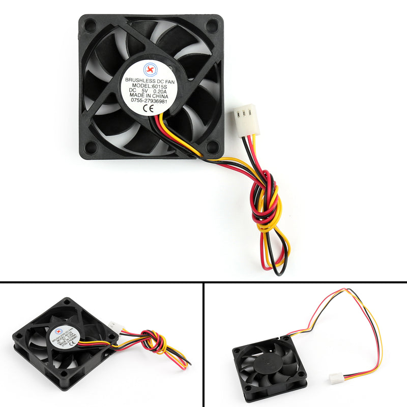 6015s Cooling Fan 60x60x15mm DC 5V CPU Pin Computer Fan 0.2A 3 Brushless