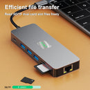 11 v 1 TYPE-C až RJ45 Gigabit USB 3.0 HDMI VGA Audio USB-C Data SD/TF PD100W
