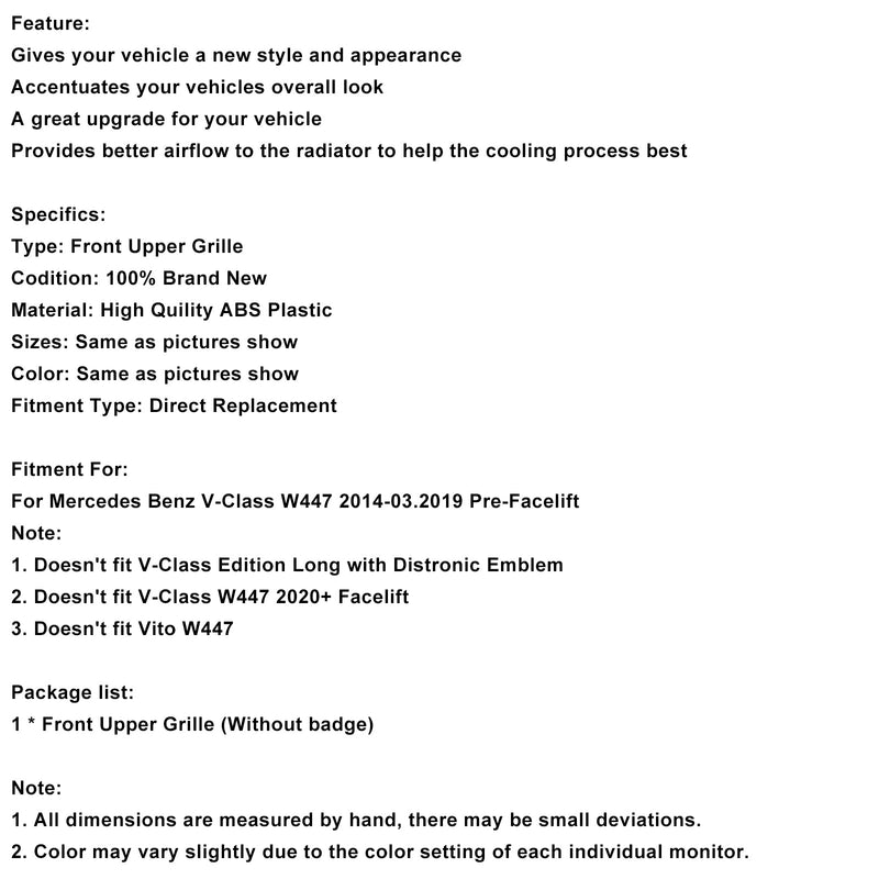 2014-03.2019 Mercedes Benz V-Klasse W447 Frontgrill oben