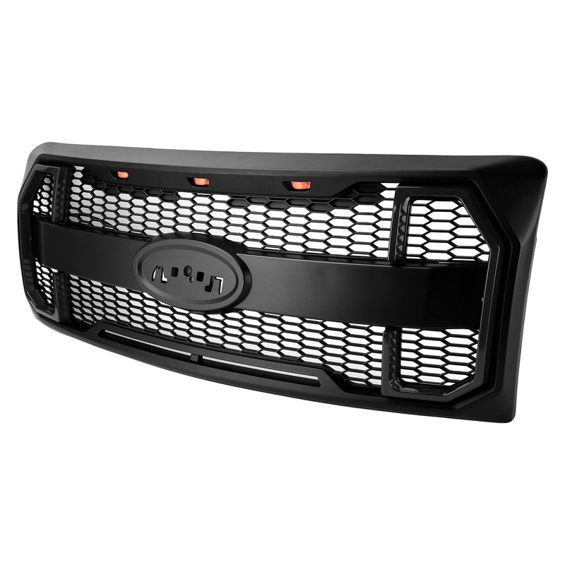2009–2014 Ford F150 Matt Black Raptor Style Front -Floor Bar Grill Grill s LED