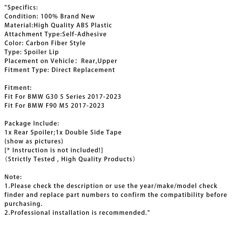 2017-2023 BMW G30 G38 F90 M5 MP Carbon Fiber Style Heckspoilerflügel