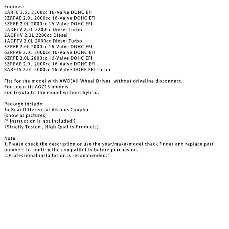 2019–2021 Lexus NX300 2,5 l Viskosekupplung für Hinterachsdifferential 41303–42023 4130342023