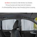 4x Universal Car Side Window Sun Shades Silver For Breast feeding Taking a nap