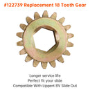 122739 Replacement spur gear with 18 teeth, 12 DP/14.5 PA, for Lippert RV Slide Out