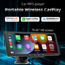 Reproductor MP5 Bluetooth inalámbrico portátil Carplay con pantalla de 10,26 pulgadas para coche + cámara de 4 LED