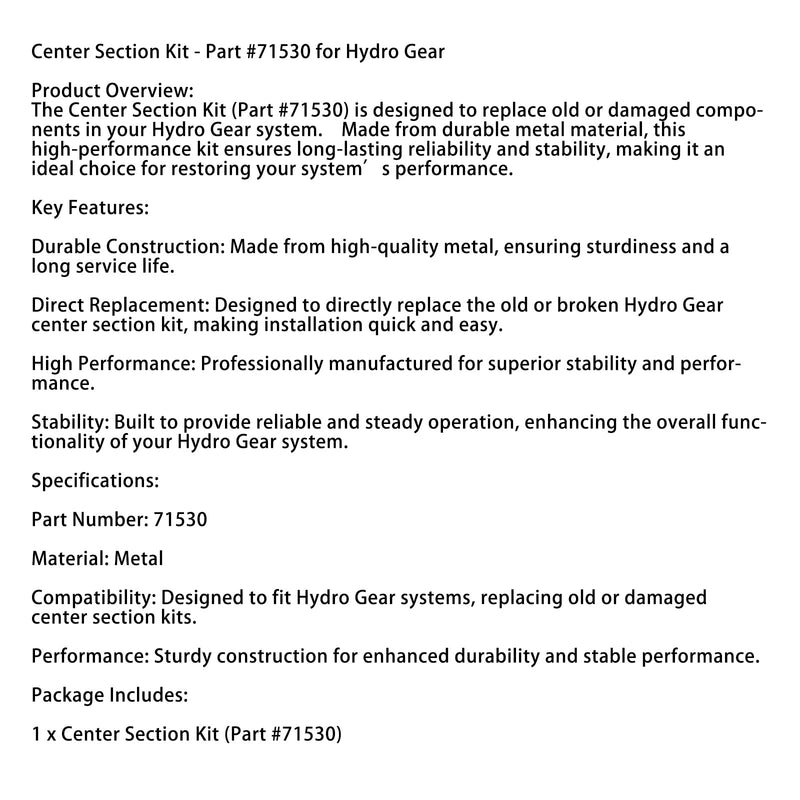 Center Section Kit - Part