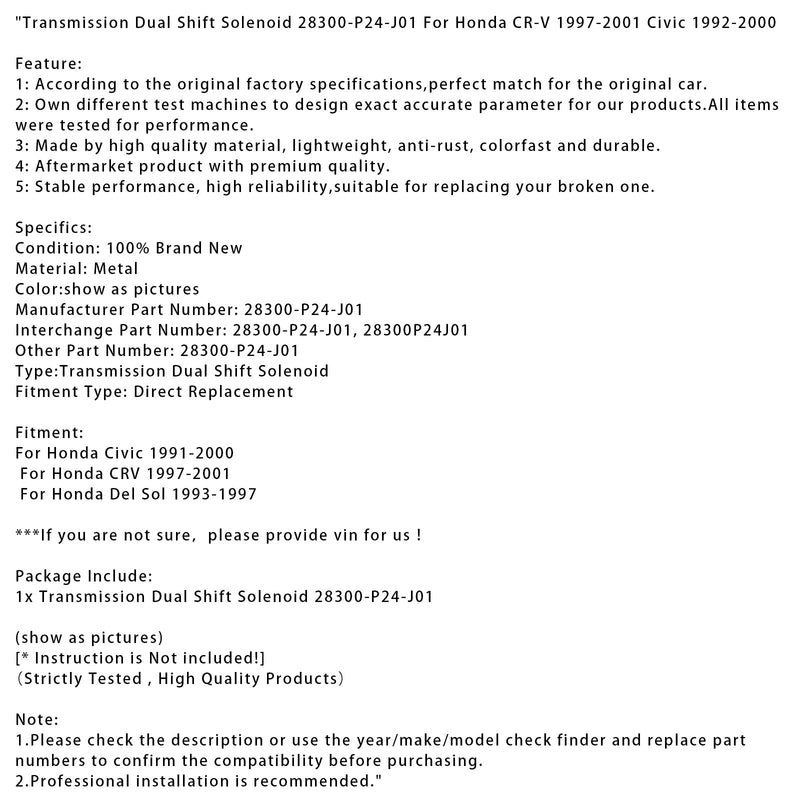 1991-2000 Honda Zivilgetriebe Doppelschaltmagnetventil 28300P24J01