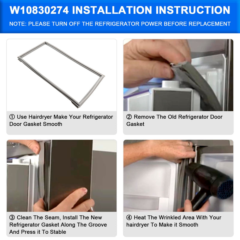 W10830274 Maytag-jääkaapin pakastimen oven tiiviste W10443273  W10294127