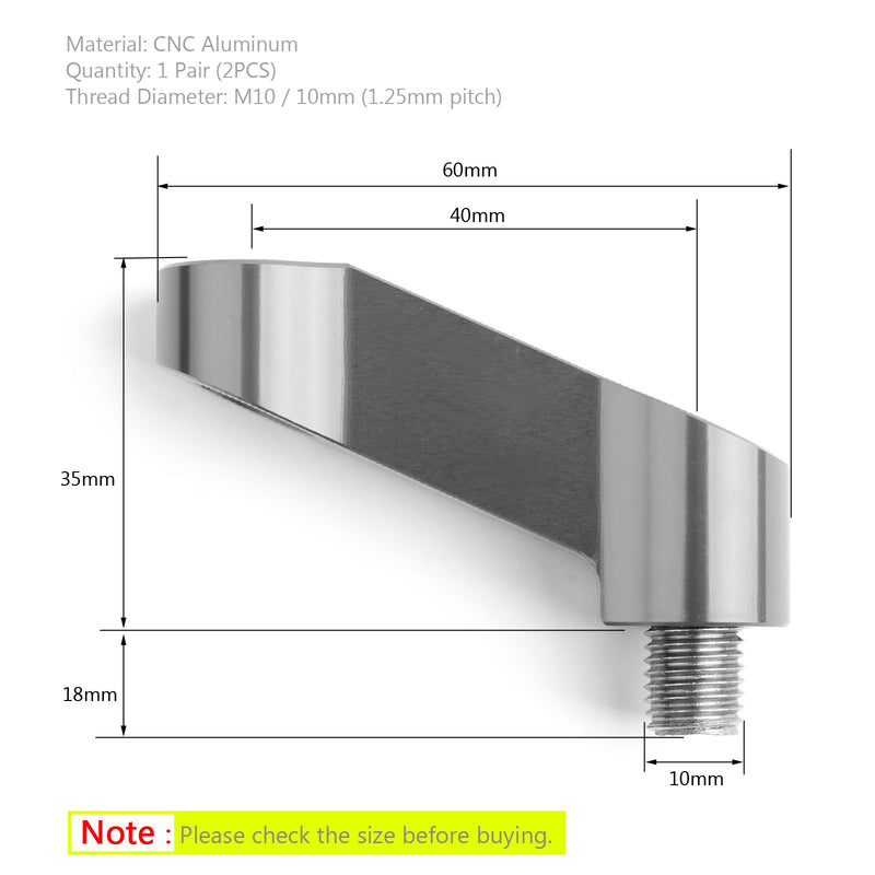 Verlängerung Spiegelverlängerung titan eloxiert M10 X1,25mm Rechtsgewinde Paar