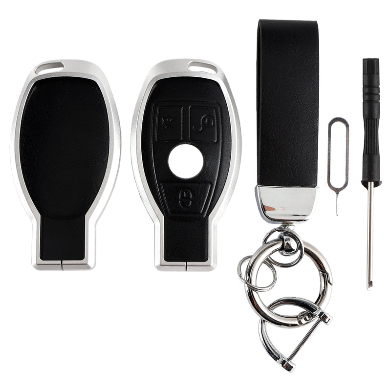 Benz GLC GLK CLS Leder Legierung Aluminium TPU Autoschlüssel Schwarz Fall Abdeckung