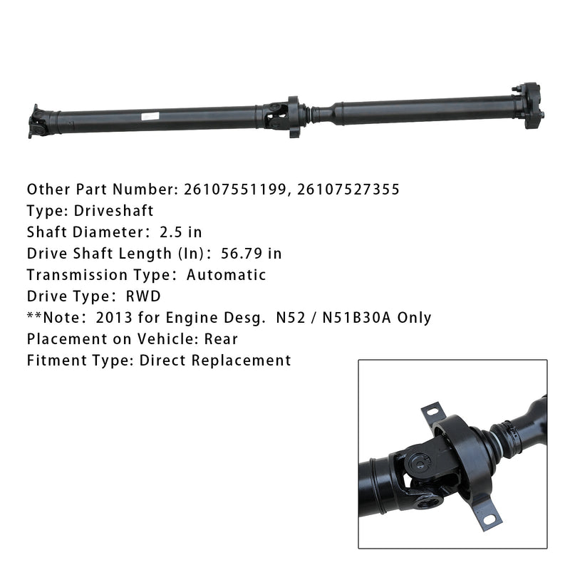 2012-2013 BMW 328i E90 L4&2.0L Rear Auto&Trans RWD Rear Drive Shaft Assembly 26107551199 26107551199