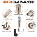 3" 48V 750W solární ponorné čerpadlo pro vrtání hlubokých studní, vestavěné MPPT