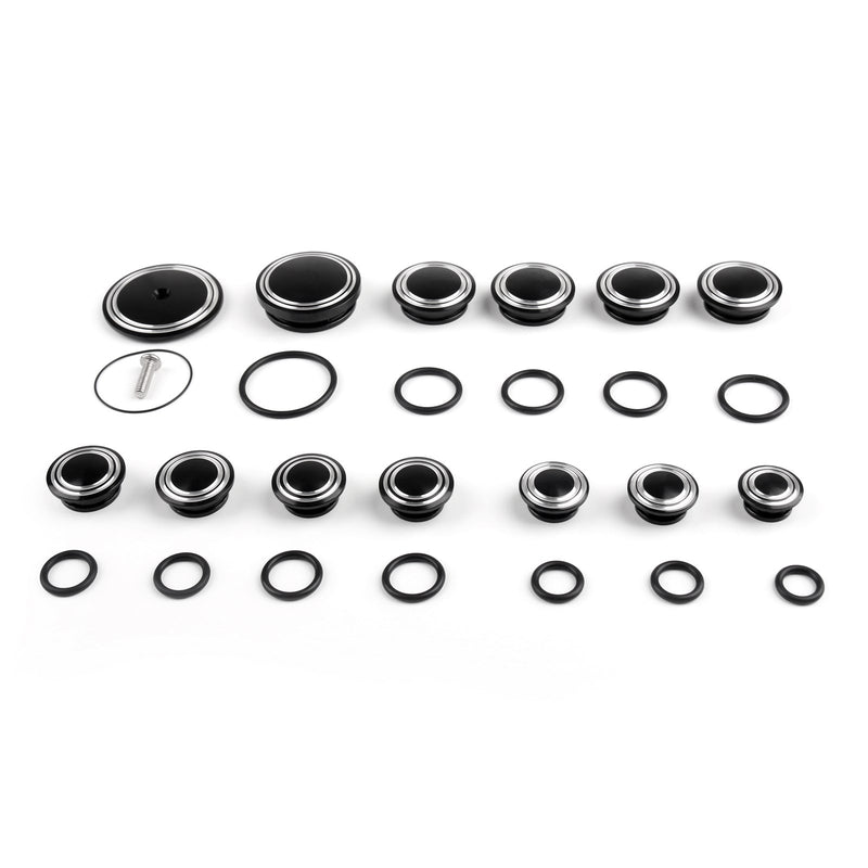 13x TAPONES DE CUBIERTA DE MARCO LATERAL DE ALUMINIO CNC TAPONES NEGROS Apto para BMW R NineT 2014-2016