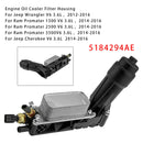 Carcasa del filtro del enfriador de aceite del motor 5184294AE para Jeep Grand Cherokee V6 3.6L 2011-2016