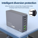 F8A Desktop Ladestation USB 6-Port Schnelle Ladegerät PD100W Ladestation Smart Ladegerät EU Stecker