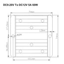 DC/DC spændingsomformer spændingsregulatormodul 9V-20V til 12V 5A
