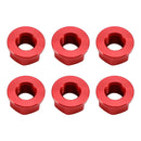 Pakke med 6 aluminium bakhjulsflensmuttere M10x1,5mm rød for motorsykkel
