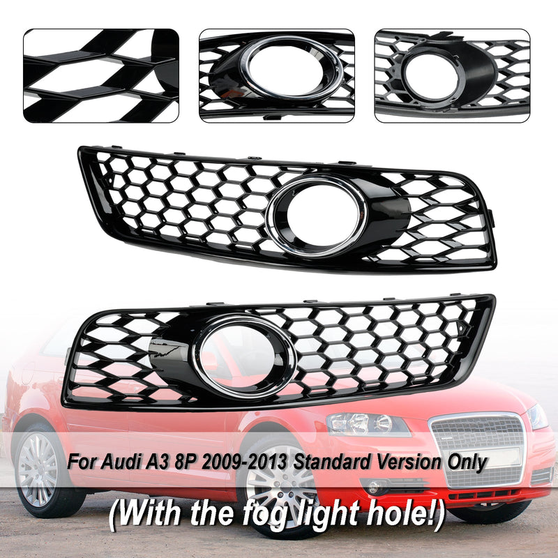 2009-2013 Audi A3 8P Honeycomb Front Bumper Tåkelys Grille Grilldeksel