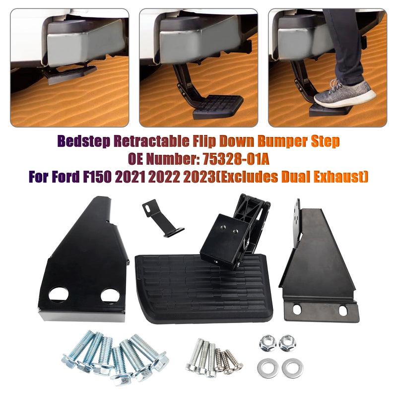 2021–2023 Ford F150 ohne Doppelauspuff, einziehbare Klappstufe 75328–01A