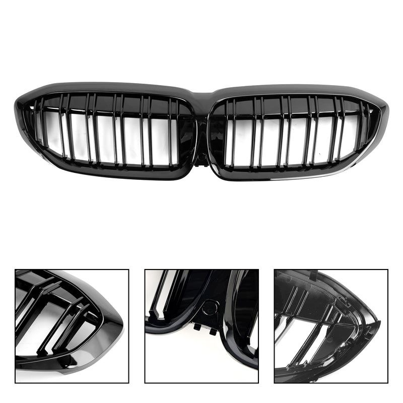 Black Dual Slat Kidney Grille Grill 51138072085 Für BMW 3 Series G20 2019-2022