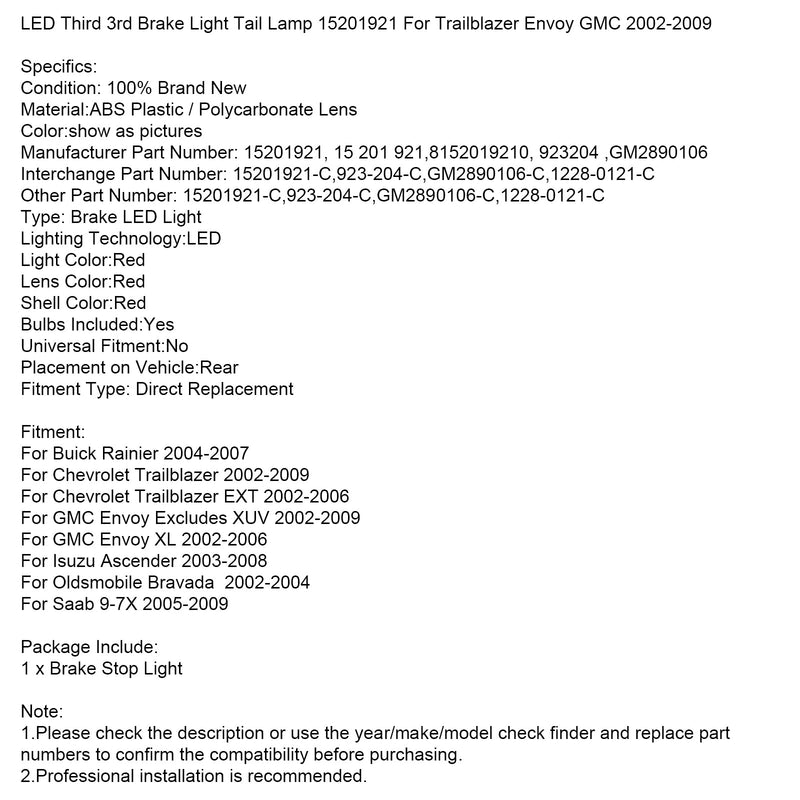 LED Dritte 3. Bremslicht Rücklicht 15201921 Für Trailblazer Envoy GMC 02-09