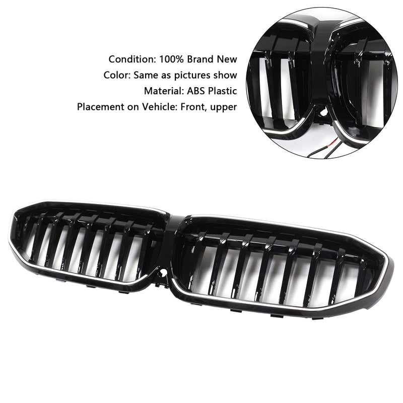 2019–2022 BMW 3 -sarja G20 Munuaisten säleikkö, kiiltävä musta, 51138072085