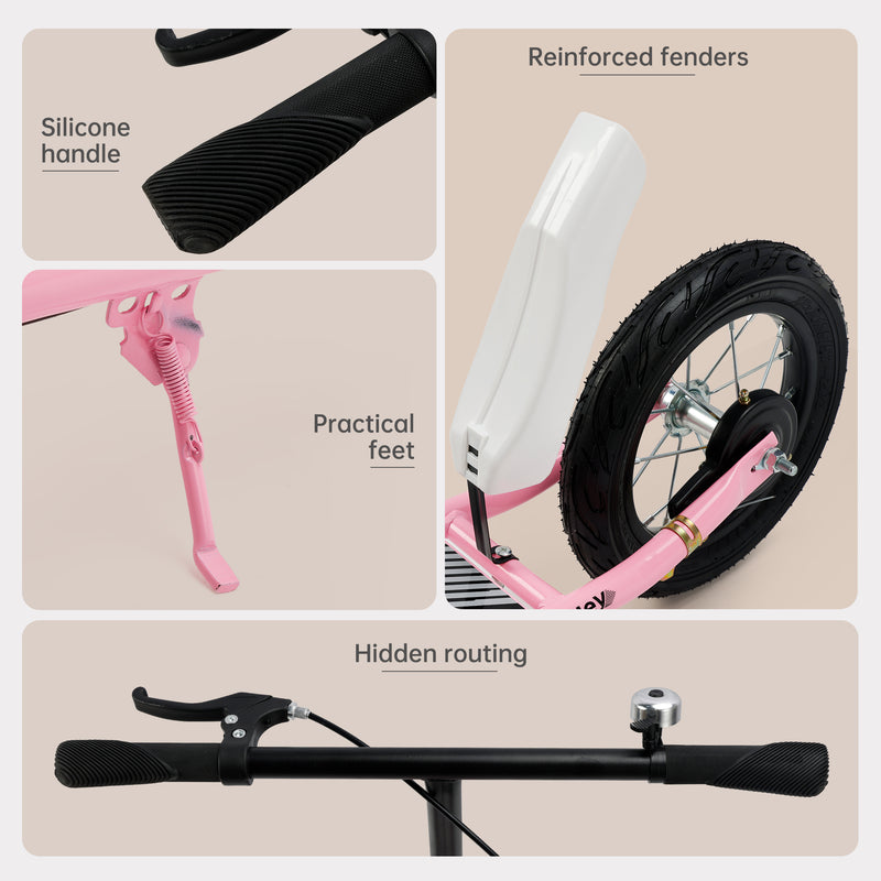 Stoßdämpfender Faltbarer Kick-Scooter für Erwachsene & Jugendliche 12" Große Luftbereifte Gummireifen für Sanftes Fahren