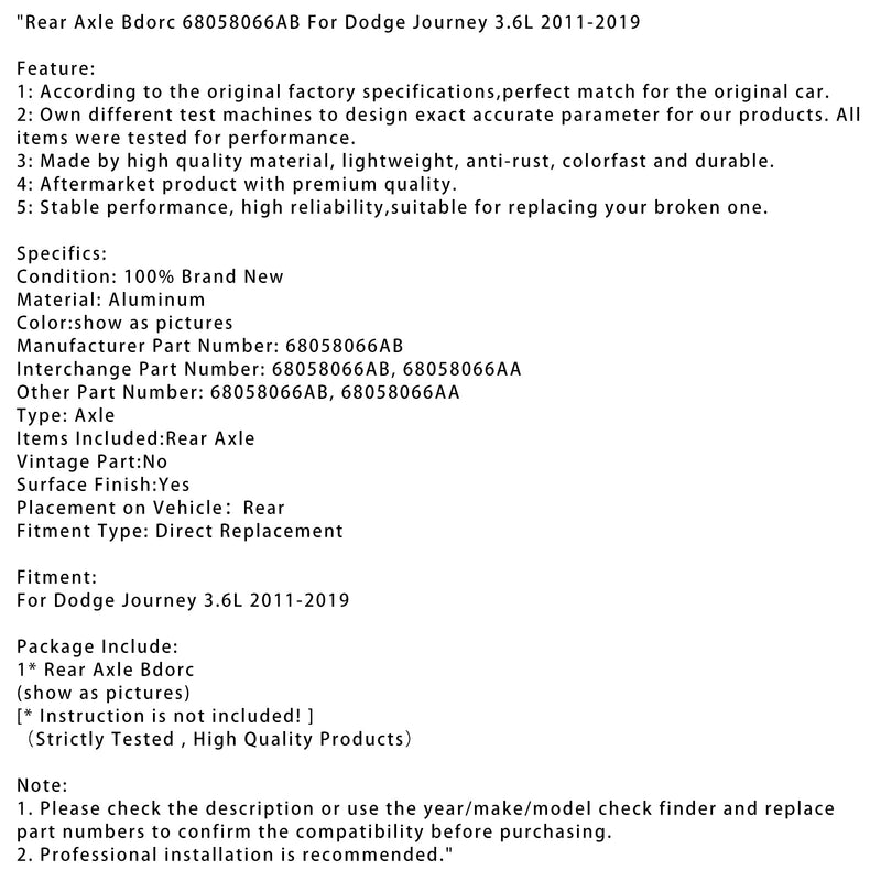 2011–2019 Dodge Journey 3.6 L Bakaxel BDORC 68058066AB