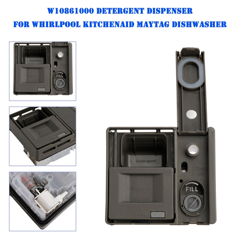 Astianpesukoneen pesuaineen annostelija W10861000 Whirlpool KitchenAid Maytag Amanalle
