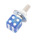 2x Custom DICE Kennzeichenschraube Blau Kunststoff Motorrad Chopper Bobber