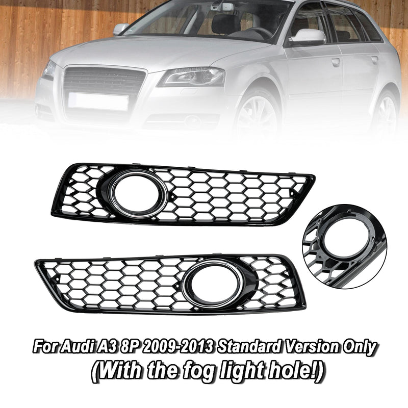 2009-2013 Audi A3 8P Honeycomb Front Bumper Tåkelys Grille Grilldeksel