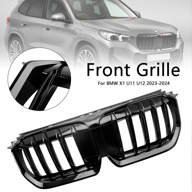 2023-2024 BMW X1 U11 U12 Glänzend Schwarz Front Stoßstange Nieren Kühlergrill