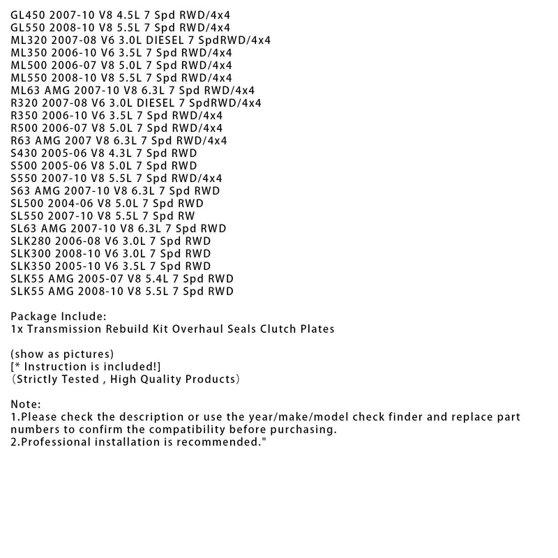 2007–2008 Mercedes-Benz R320 V6 3,0 l Diesel 7 SpdRWD/4 x 4 722,9 Getriebe-Umbausatz Überholung Dichtung Kupplungsscheiben