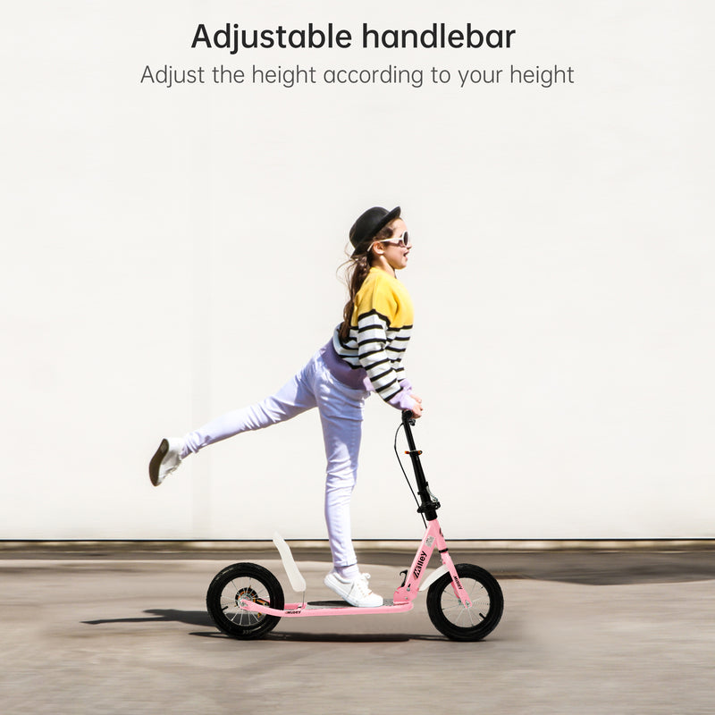 Stoßdämpfender Faltbarer Kick-Scooter für Erwachsene & Jugendliche 12" Große Luftbereifte Gummireifen für Sanftes Fahren