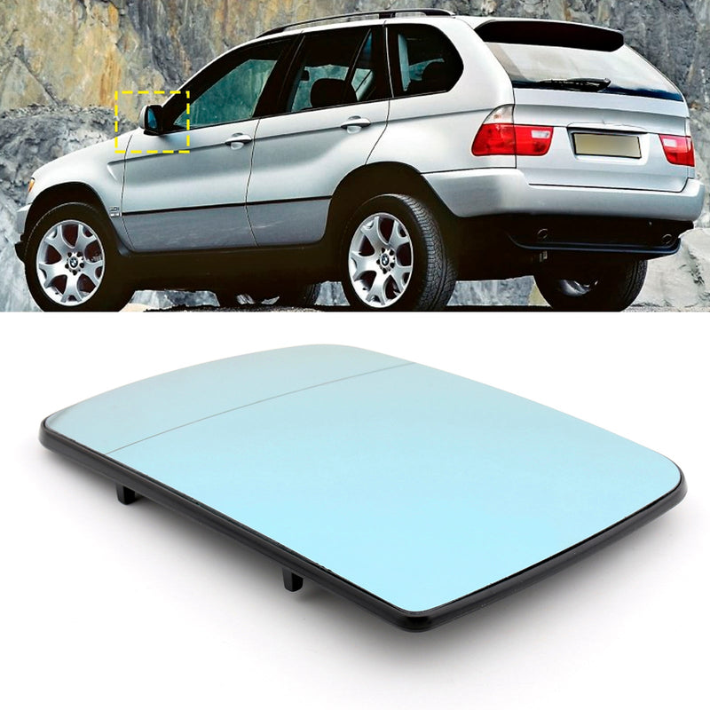Blau Beheizte Links Fahrer Seite Flügel Spiegel Glas Für BMW X5 E53 1998-2006