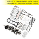 2TRFE 2.7L Engine Rebuild Piston Gasket Timing Kit w/ Crankshaft Rods for Toyota