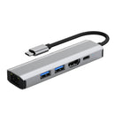 5 in 1 TYPE-C auf USB3.0*1+USB2.0*1+PD100W/USB-C Daten+HDMI+100M Netzwerkkarte iPad