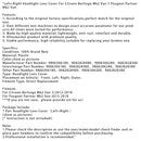 2015-2018 Peugeot Partner Mk2 Van Vänster + Höger Strålkastarglasskydd