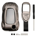 VW Polo Skoda Leder-Autoschlüsselhülle aus Zinklegierung, grau