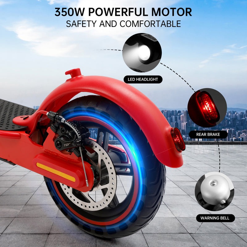 8,5" skládací elektrická koloběžka s aplikací, 350 W, dojezd 35 km, 30 km/h, dojíždění do města, červená