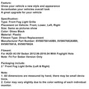 2013–2016 Audi A3 8v Limousine, kiiltävä musta, etusivuvalojen säleikön kannet