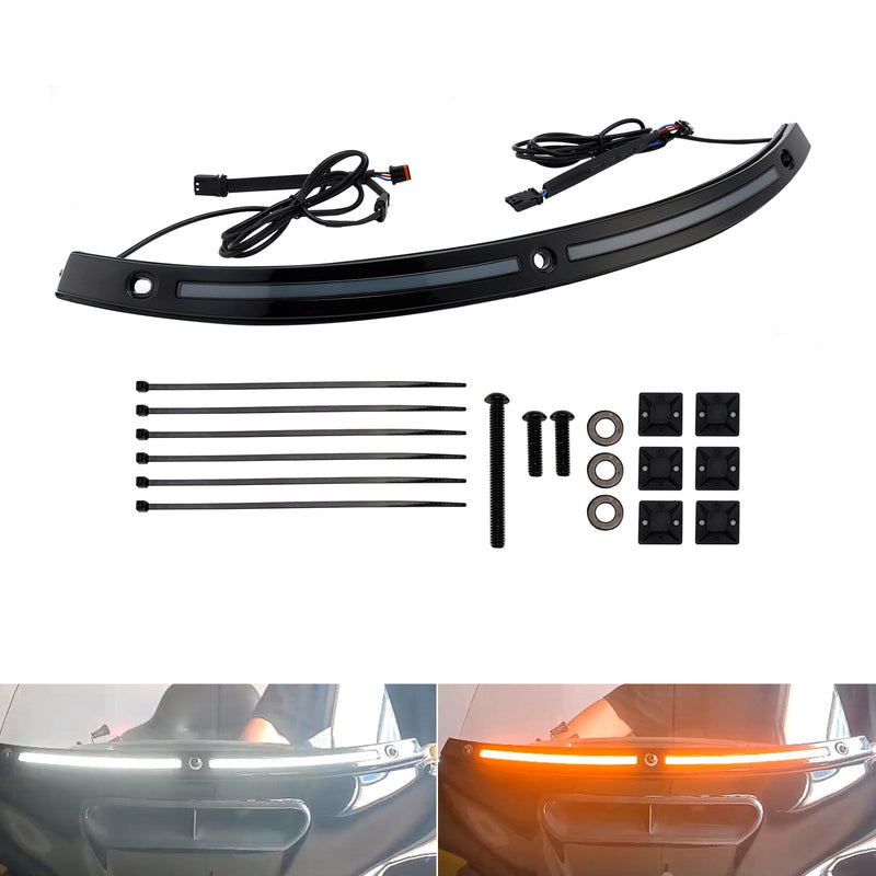 2014+Touring Electra Glide Street Glide Ultra Limited LED Lauf Blinker Licht Windschutzscheibe Trim
