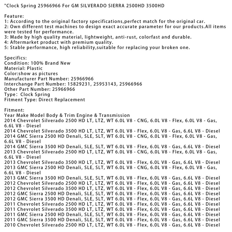 Wrap Spring 25966966 for GM Silverado Sierra 2500HD 3500HD