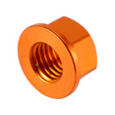 Pakke med 6 aluminiums bakhjulsflensmuttere M10x1,5 mm oransje for motorsykkel