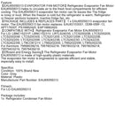 Jääkaapin höyrystimen tuulettimen moottorin vaihtotarvikkeet LG EAU65058313