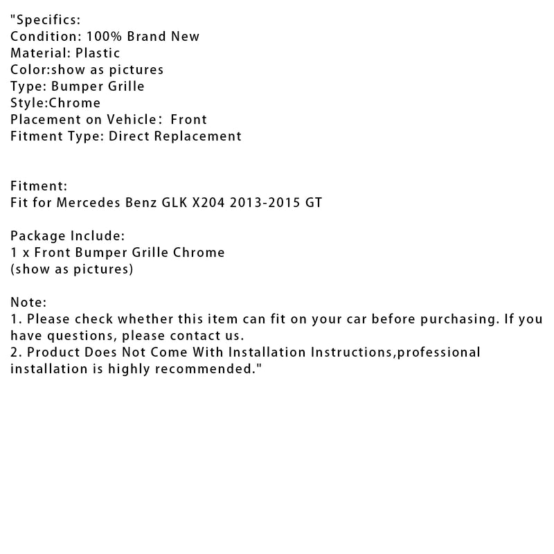 2013–2015 Mercedes Benz GLK X204 GT Kreiser Grille, Chrome