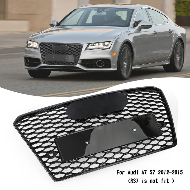 RS7 Style Honeycomb Sport Mesh Hex Grill Passer Audi A7/S7 2012-2015 Svart